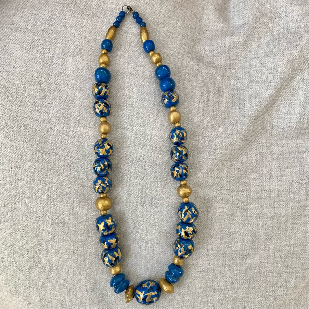 Hand painted beaded necklace from South Africa- one of a kind